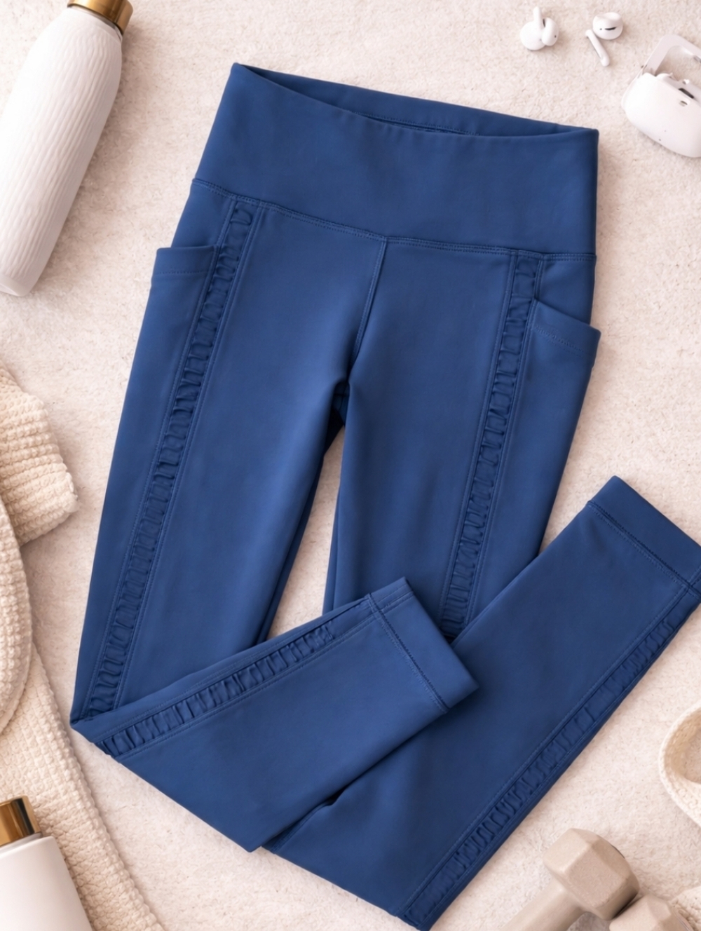 Athleta Salutation Stash II 7/8 Leggings Blue Medium High Rise Pockets